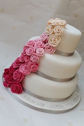 silver wedding anniversary rose cake